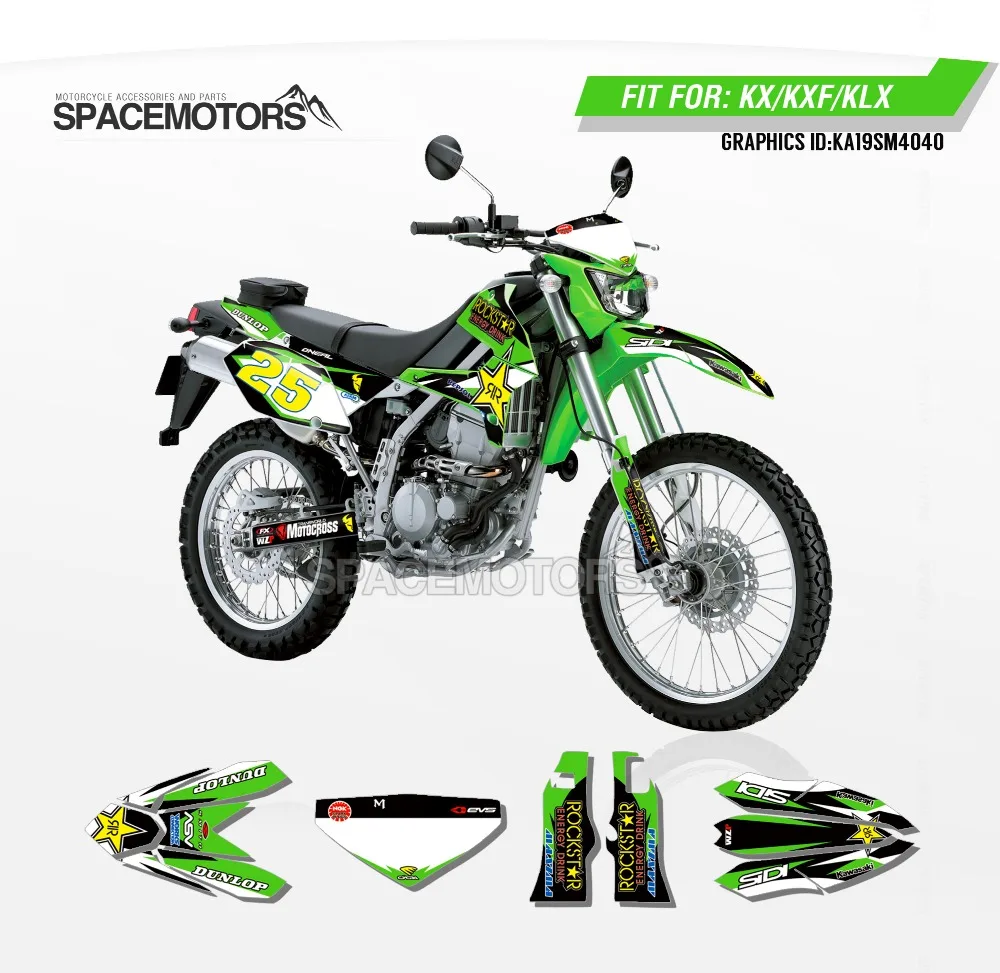 MotoSpace индивидуальные команды Графика Фоны наклейки 3m наклейки на заказ для KAWASAKI KLX250 2005 2006 2007 2008 2009- 040