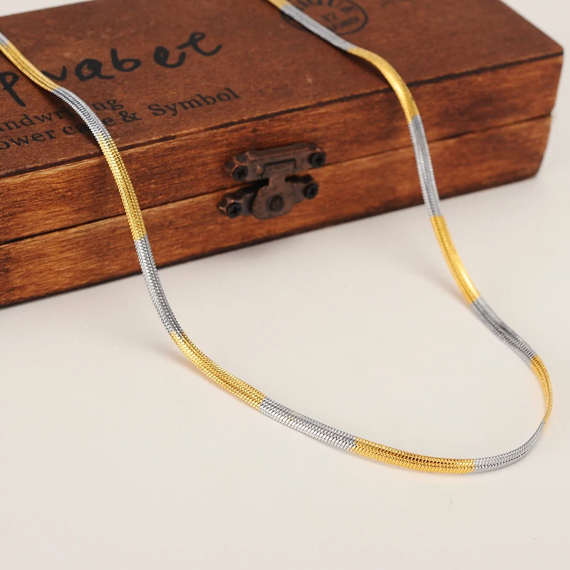 

Bangrui two Tone Gold color Chain For Men Jewelry 4MM Choker Curb Cuban Link Necklace Men/women Gift