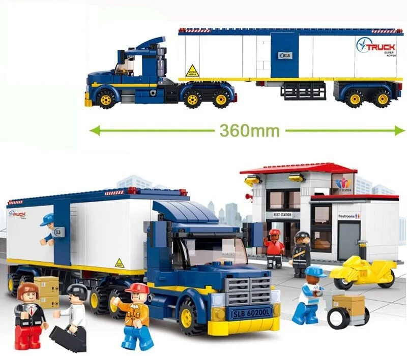 

City Truck Station Building Blocks Set 537pcs with 7 Toy Figures Educational Toys Sluban Bricks Compatible