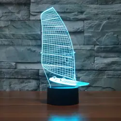 Горячая Новинка 7 цветов Изменение 3D Bulbing Light Sailing 2 Иллюзия креативная Светодиодная лампа фигурка игрушка Рождественский подарок