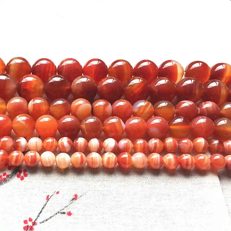 Круглые Бусины Из Натурального Красного шелка TSB0155 6 мм 8 10 40 см|round beads|beads 6mm6mm round