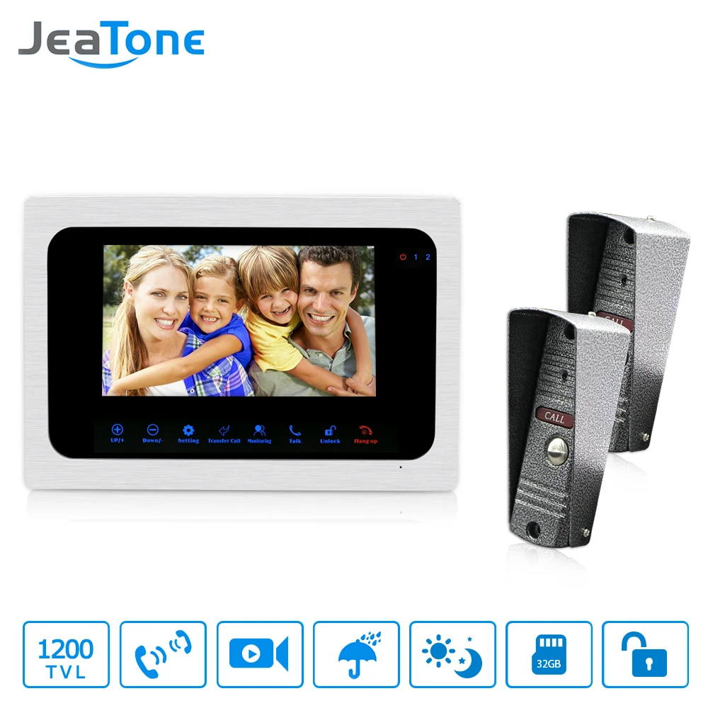 JeaTone Ringbell 7 Inch Video Doorbell Intercom Door Phone Monitor HD 1200TVL Night Vision Camera Picture Video Recording JeaTone Ringbell 7 Inch Video Doorbell Intercom Door Phone Monitor HD 1200TVL Night Vision Camera Picture Video Recording