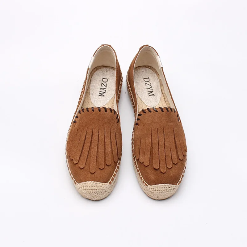 Женские холщовые Эспадрильи с бахромой на плоской платформе|tassel loafers|canvas