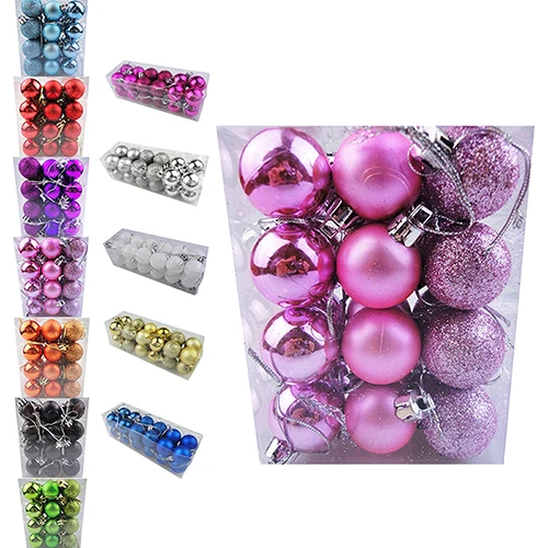 

24pcs 30mm Christmas Tree Ball Bauble Hanging Xmas Christmas Decoration Supplies Party Ornament Wedding Home Decor