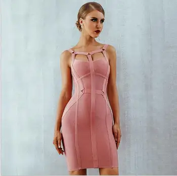 

High Quality Sexy Halter Women Celebrity Evening Party Hillow out Mini Bodycon Nightclub Party Elegant Bandage Dress