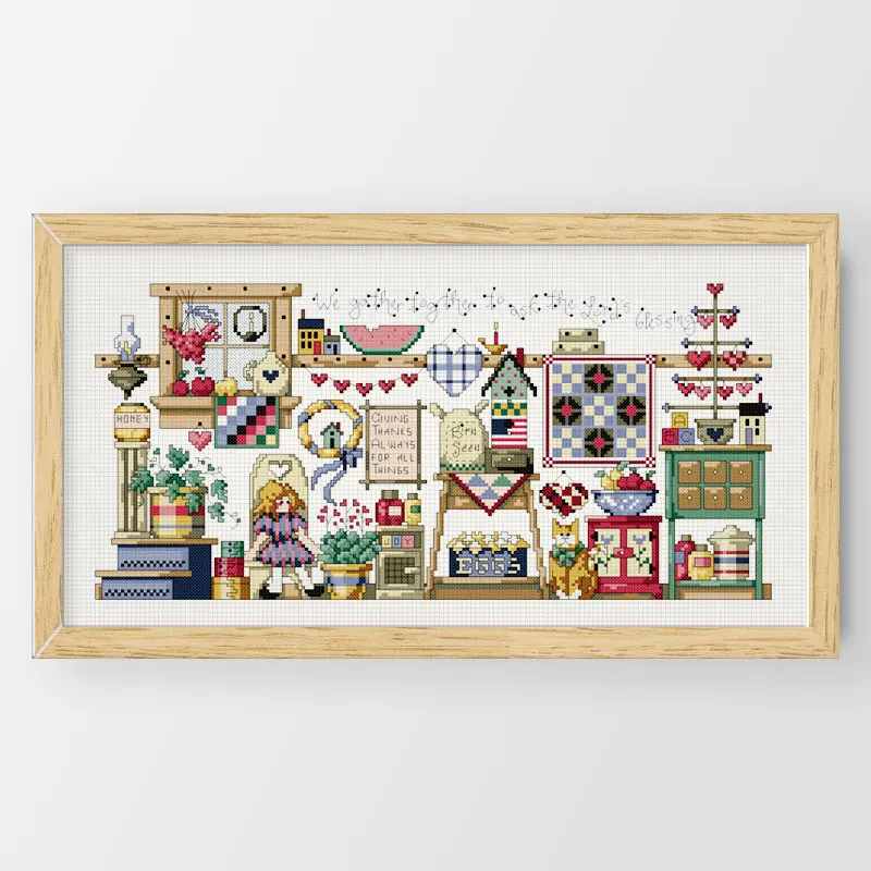 

Fishxx Cross Stitch A130 Home Furnishing Pattern Pastoral Style Cute Cartoon Hand Embroidery