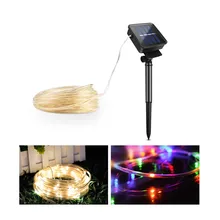 10 м Солнечный светодиодный строка Новые прочные Медный провод с защитный шланг лампы на солнечных батареях Водонепроницаемый садовое, Рождественское украшение гирлянды
