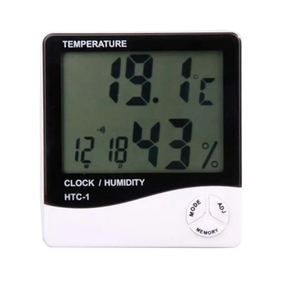 

Indoor Room LCD Electronic Temperature Humidity Meter Digital Thermometer Hygrometer Weather Station Alarm Clock HTC-1