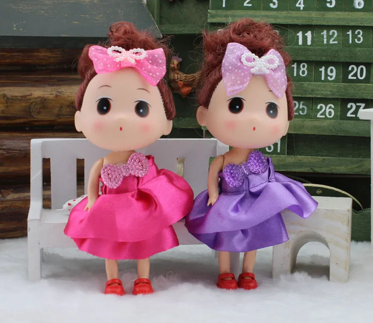 

2015 Free Shipping Hot Sale 12cm Fashion Mini Ddgir Vinyl Doll For Girls Small Mobilephone Pendant Valentine's Day 12pcs/ Lot