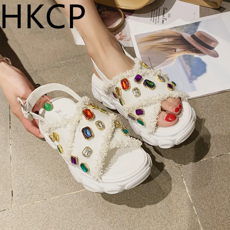 

HKCP Fashion 2019 spring and summer new women's shoes cross tassel ethnic fashion hemp braided casual sandals women C255
