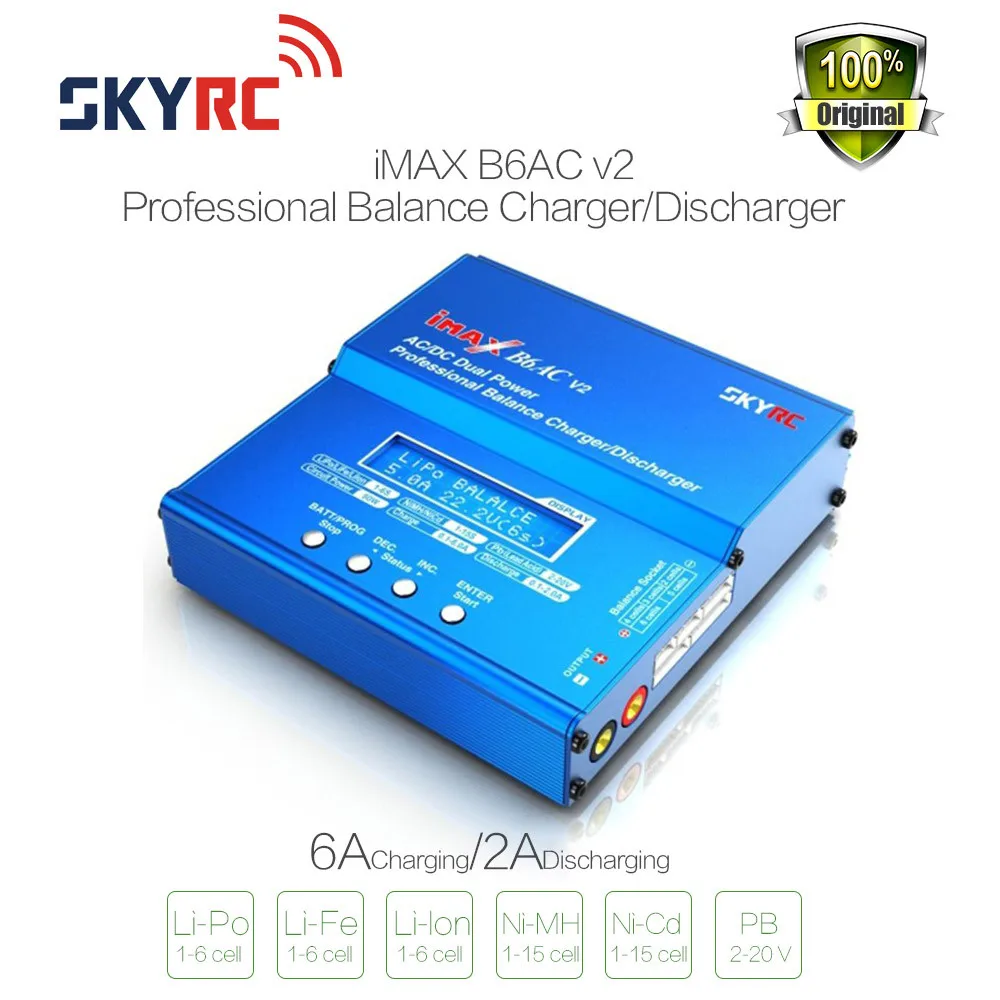  Original SKYRC IMAX B6AC V2 6A Lipo Battery Balance Charger LCD Display Discharger For RC Multirotor Aircraft Battery Hot Sales 
