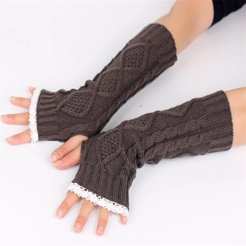 100 Cotton Warmer Gloves Ladies Computer Mittens Winter Knitted Hands