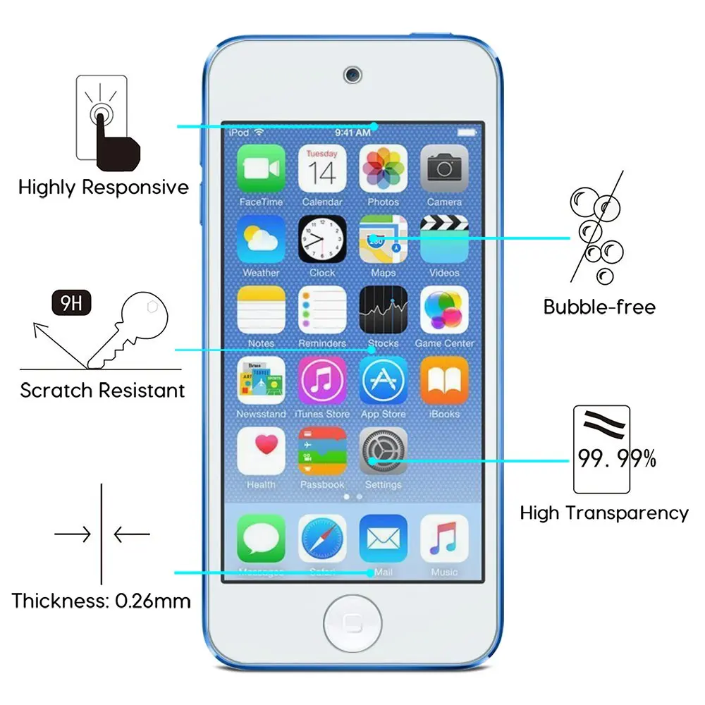 Защитная пленка 9H 2.5D для Apple IPod Touch 5 6 из закаленного стекла для Apple IPod Touch 5th 6th Gen