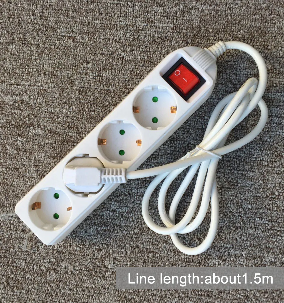 3456 EU Outlet Extension Plug Sockets AC Power Charger Wall Socket Plug Mains Lead Strip Adapter With Extension Cable Switch (7)