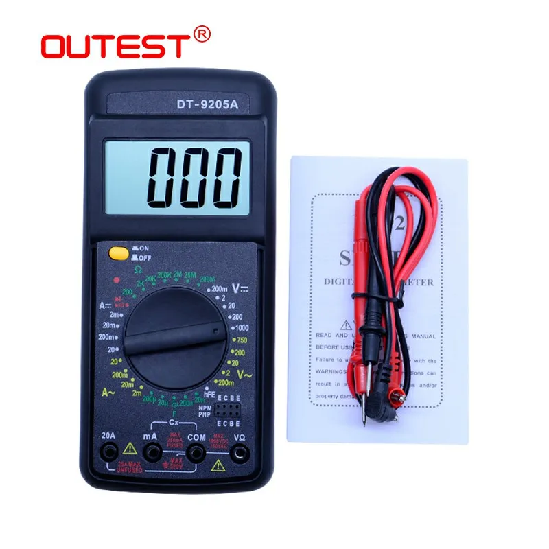 Цифровой мультиметр OUTEST DT9205A профессиональный электрический ручной тестер с ЖК