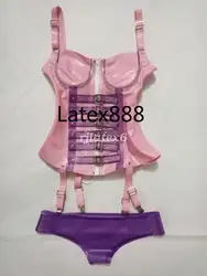 Латексная резина Gummi боди Фиолетовый формирователь бандаж под грудью Корректирующее белье s-xxl