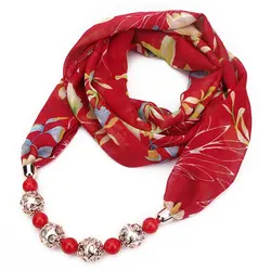 Женские Ювелирные изделия, кулон головной убор хиджаб шарф с цветочным принтом ожерелье из шифона мягкая для шеи одежда