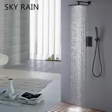 Ванная комната Матовый Черный воздух под давлением душевая головка набор термостатическая Душевая система