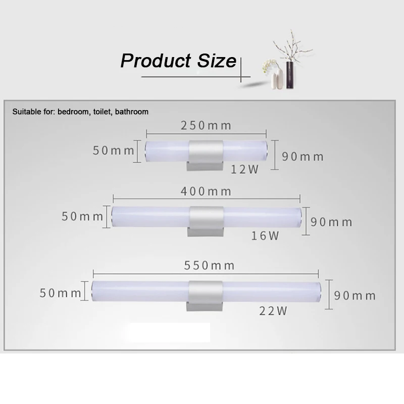 Iyee Настенные светильники столик с раковиной светодио дный зеркало свет Водонепроницаемый 12 Вт 16 Вт 22 Вт AC85-265V светодио дный трубки современный настенный светильник Ванная комната освещения