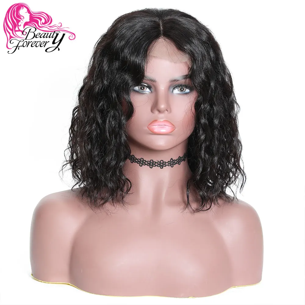 

BeautyForever 13*4 Lace Front Water Wave Short Bob Wig Peruvian Remy Human Hair Wig 180% 150% 130% Density 8-14 inch