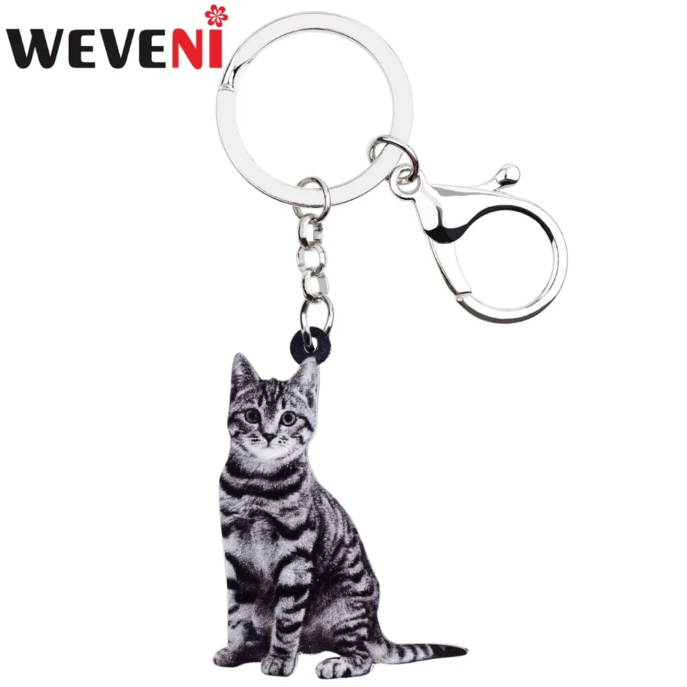 WEVENI акриловые американские короткие брелки в виде котенка кошки искусственные