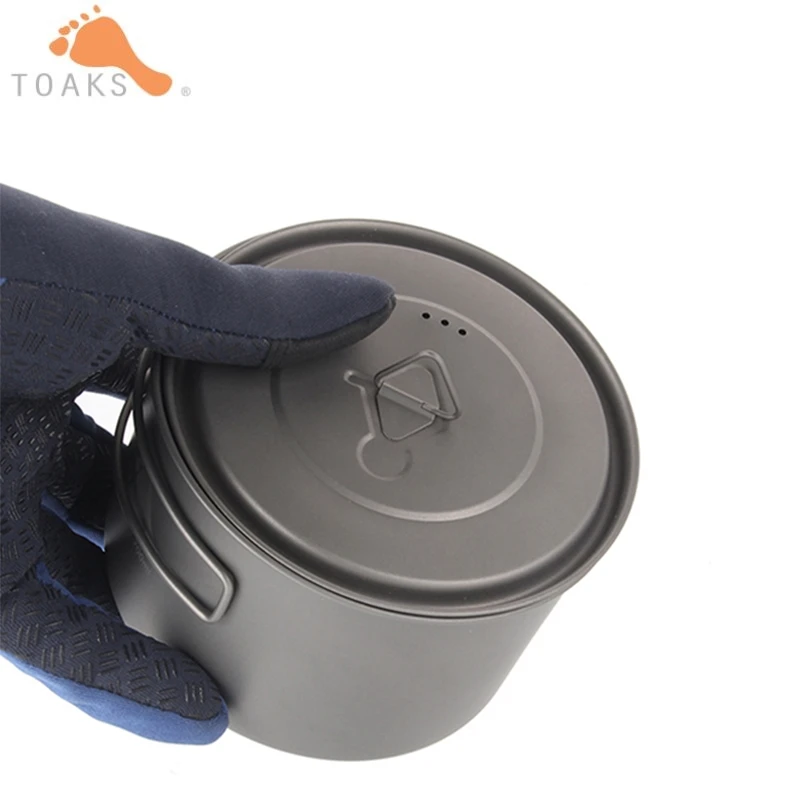700 ML Camping al aire libre de la olla de cocina Toaks de titanio de mango plegable Picnic al aire libre utensilios de cocina con cubierta POT-700-D115-L