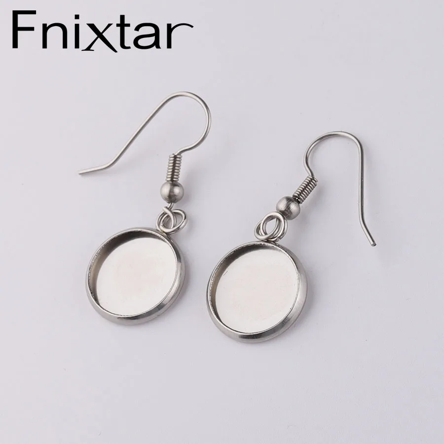 

Fnixtar Stainless Steel Blank Earring Settings Fit 12mm 13*18mm Came Cabochons DIY Earring Bezel Settng Finding 100Piece/lot