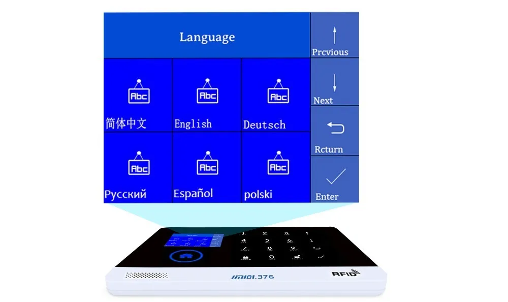 LM101.376 wifi GSM домашняя система охранной сигнализации с 2,4 дюймов TFT сенсорной панелью приложение управление RFID карта беспроводной умный дом защита от взлома