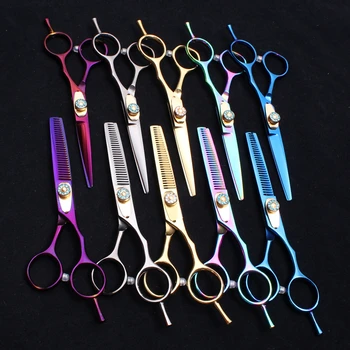 

2Pcs 5.5In. 16cm Customized Logo 440C Barber Scissors Cut Hair Cutting Scissors Thinning Shears Professional Hair Scissors