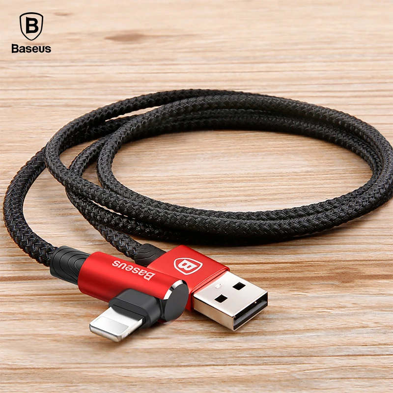 Baseus 90 درجة كابل يو اس بي ل فون 5 6 6 S 7 8 سريع كابل شحن ل باد USB كابل الشاحن L نوع الهاتف المحمول كابل بيانات