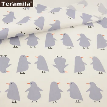 

Teramila Quilting Sewing Lovely Grey Penguin Designs 100% Cotton Fabric Twill Fat Quarter Textile Material Bed Sheet Patchwork
