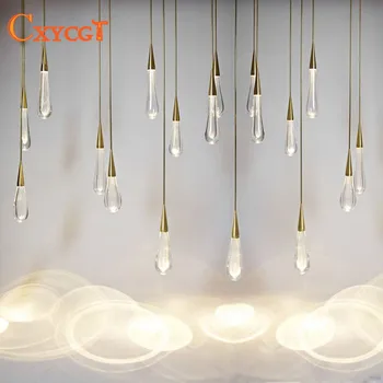 

LED Gold Water drop Crystal Pendant Light European style Luxury Lamps Moderm Glass Indoor Lighting Restaurant