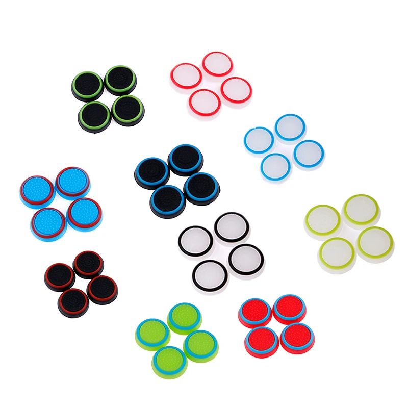 4Pcs Silicone Analog Thumb Stick Grip Cover for Play Station 4 PS4 Pro Slim for PS3 Controller Thumbstick Caps for Xbox