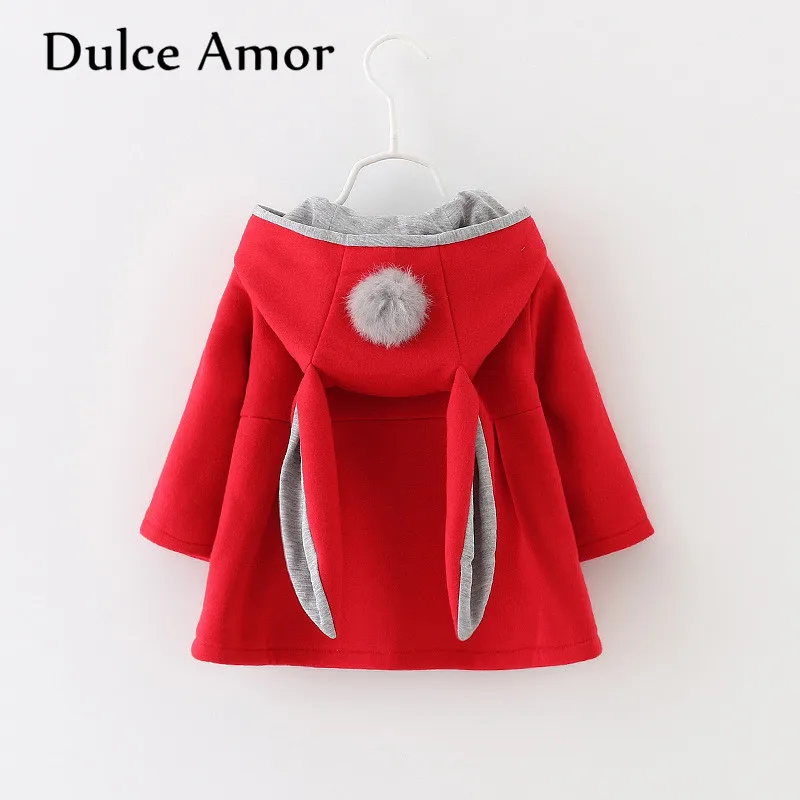 Dulce Amor Baby Girl Jacket Clothes Autumn Winter Infant Rabbit Ears Hooded Warm Coat With Cute Fur Ball Toddler Girls Outerwear Dulce Amor Baby Girl Jacket Clothes Autumn Winter Infant Rabbit Ears Hooded Warm Coat With Cute Fur Ball Toddler Girls Outerwear