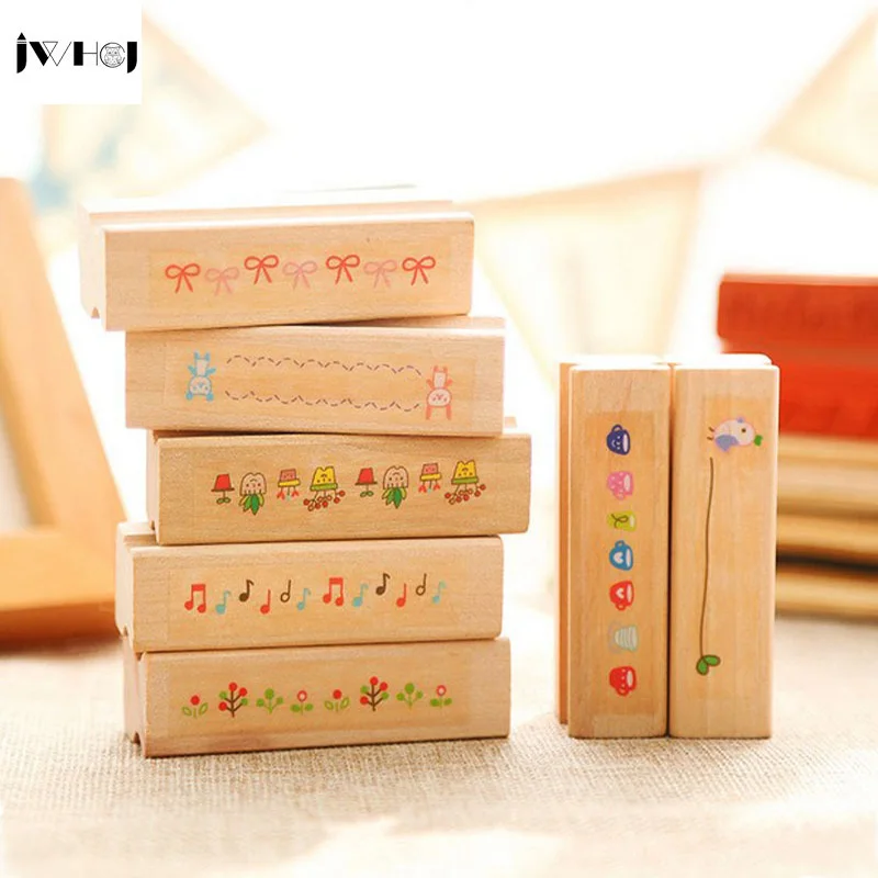 

JWHCJ Free shipping vintage strip wooden rubber stamp Kids DIY Handmade Scrapbook Photo Album, students Stamps Arts, Crafts gift