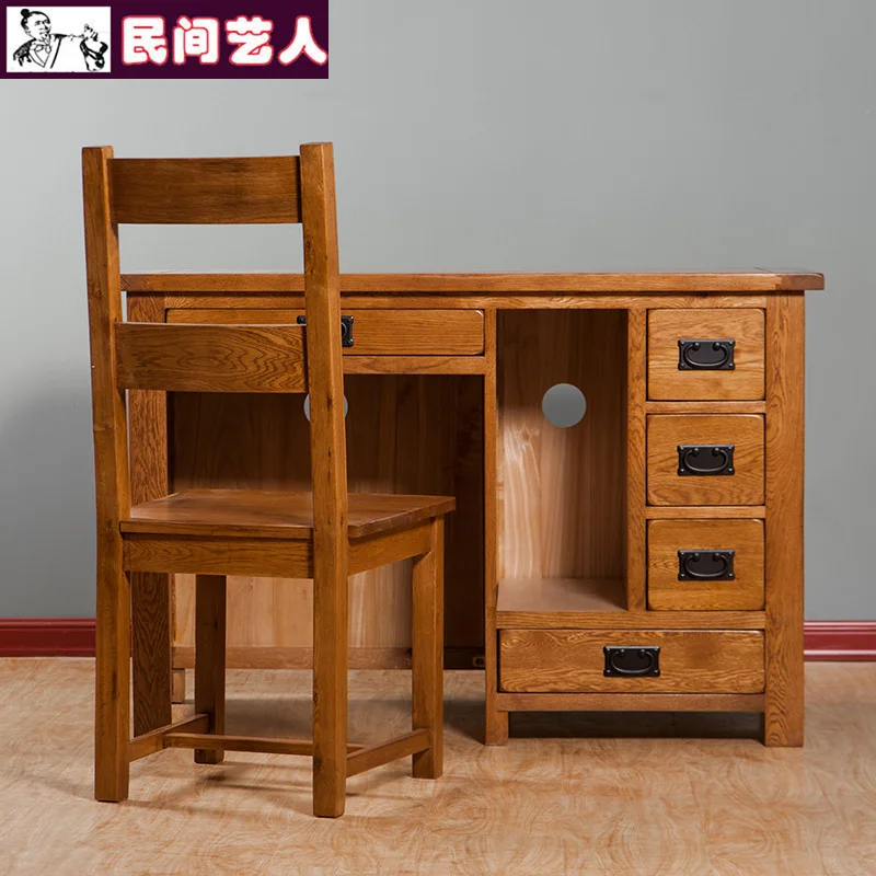 European White Oak Wood Calligraphy Desk Computer Study Furniture