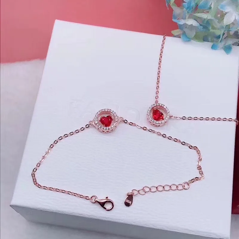 

CSHOU43 fine stainless steel necklace Round red love copper necklace