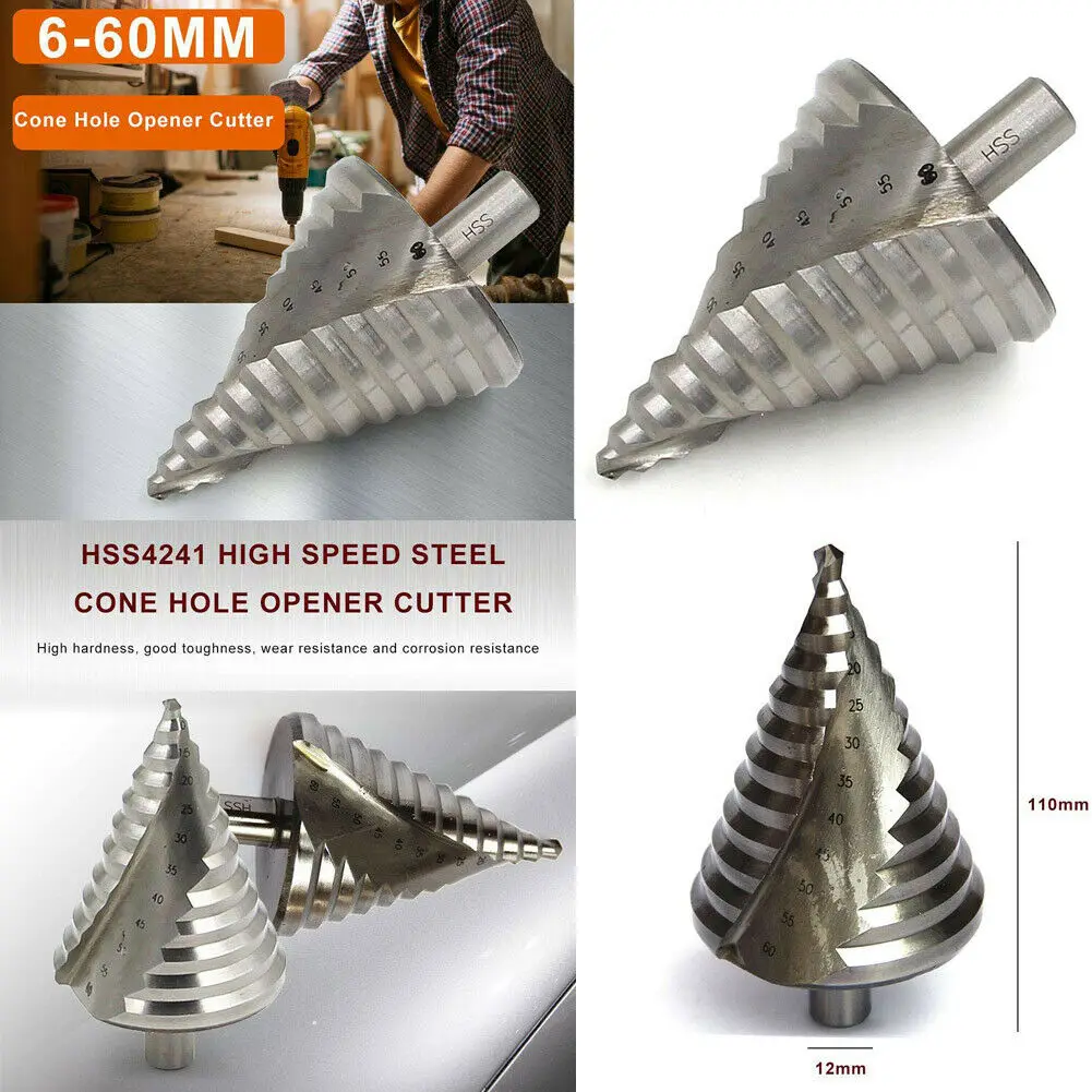 

New Arrival Multifunktions HSS 4241 Step Drill Bits Steel Cone Sheet Metal Hole Opener Cutter Saw 6-60mm Power Tool Use Dropship
