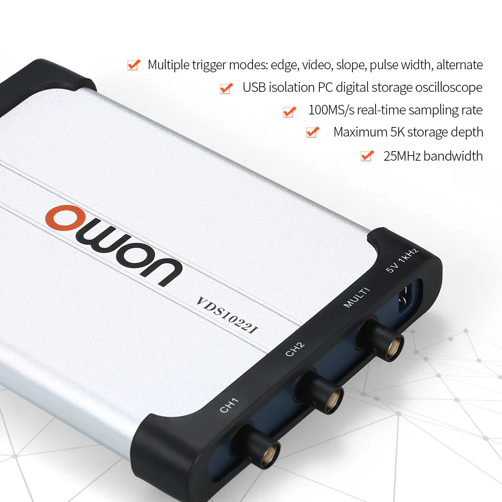 Двухканальный осциллограф VDS1022I осциллографы для ПК Виртуальный USB Полоса