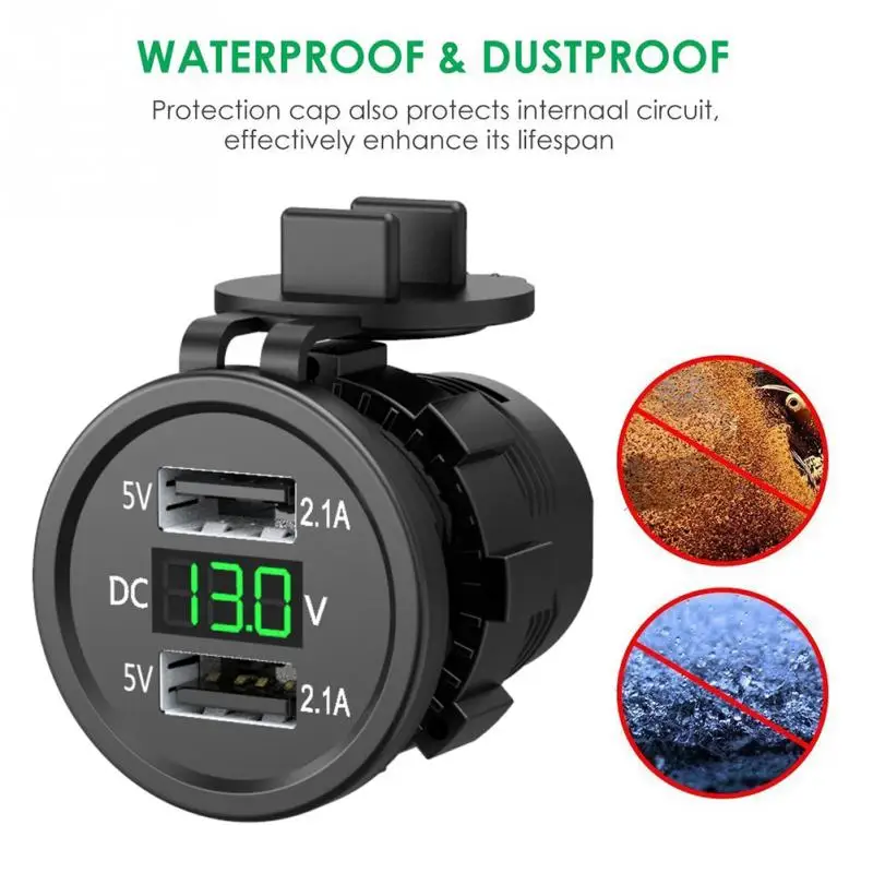

Dual USB Durable Navigation Mobile Phone Power Outlet Charger Accessories Car Motorcycle Socket Adapter Voltage Waterproof Auto