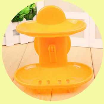 

Useful Hot Bathroom Accessories Double Layers Strong Sucker Soapbox Soap Draining Holder Soap Dish Floor price