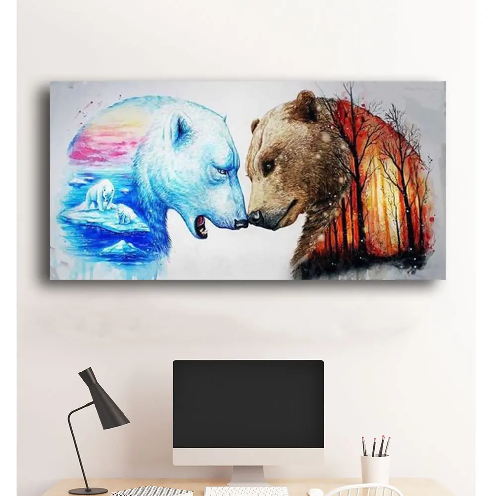 5D diamond painting cross stitch bizarre bear embroidery full round rhinestone pictures landscape mosaic RF1967 | Дом и сад