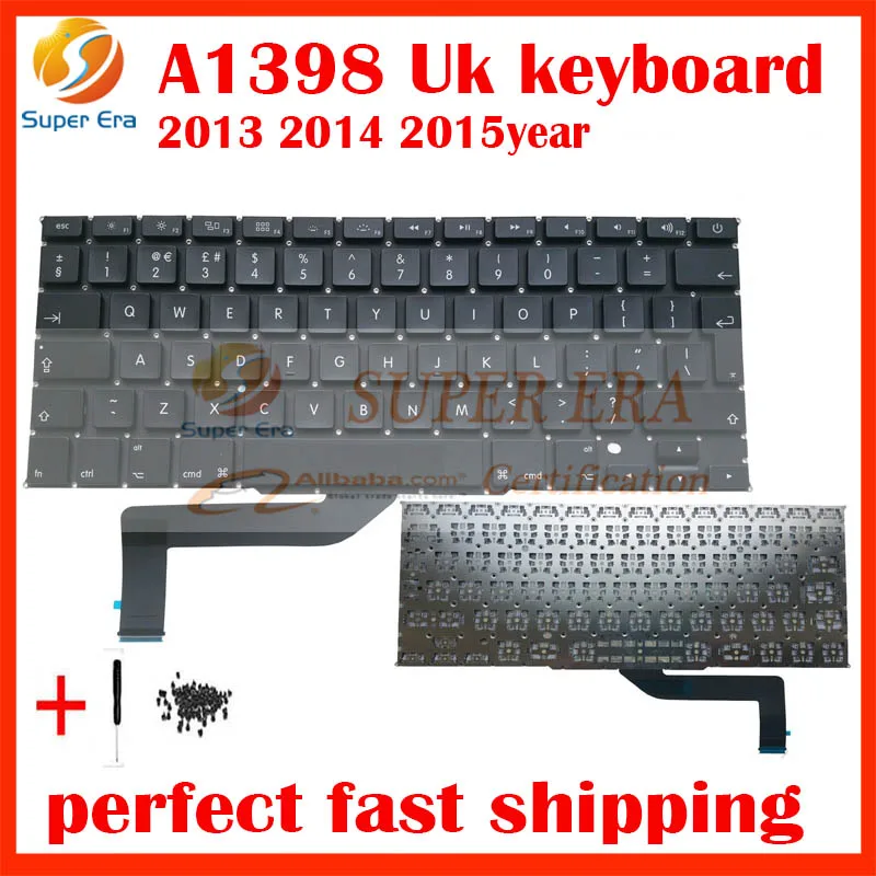5Pcs Lot Original New Laptop A1398 UK Keyboard For font b Macbook b font Pro 15