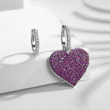 Розовый камень в виде сердца в форме AB дизайн серьги гвоздики для женщин модные роскошные ювелирные аксессуары