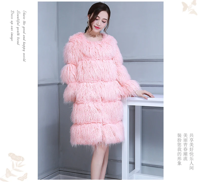 Nerazzurri зимнее розовое милое пальто из искусственного меха для женщин, длинное, в полоску, размера плюс, искусственный мех, куртка 6xl, высокое качество, Женская мода