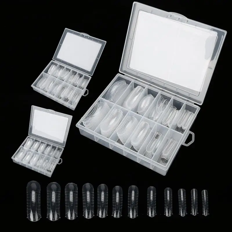 

3 Types 120pcs Transparent clear Full Cover False Nail Art Tips Extension False fake Nails for nail polish Tool + Box