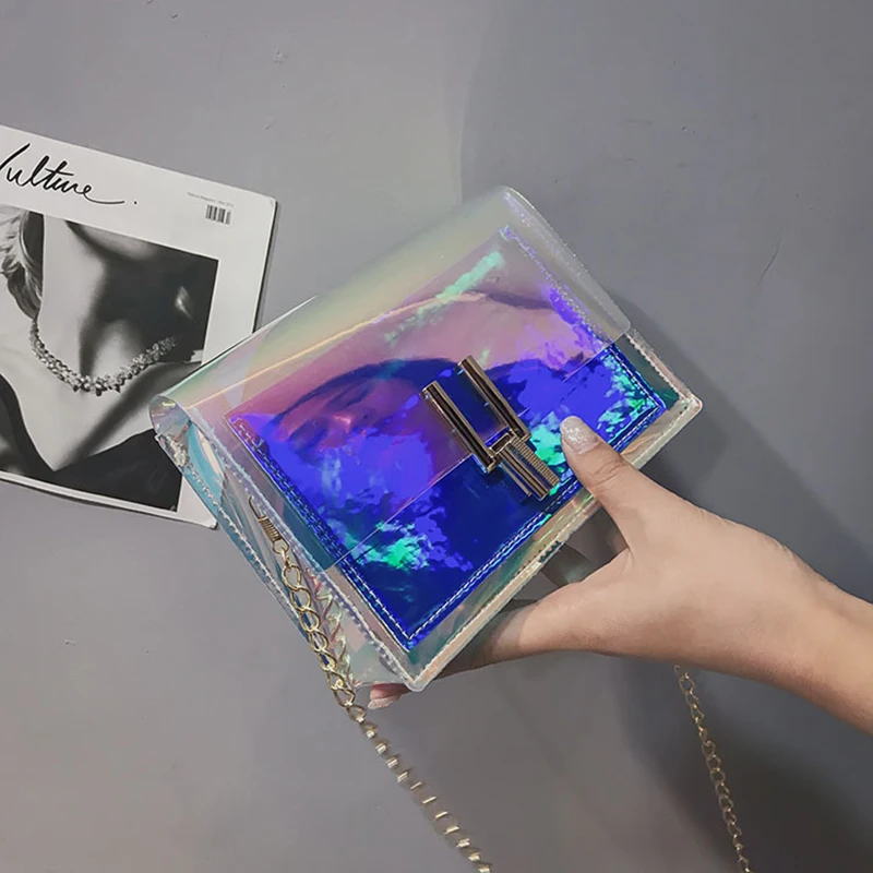 

LISM Crossbody Bags for Women Laser Transparent Bags Fashion Women Korean Style Shoulder Bag Messenger Waterproof Beach Bag