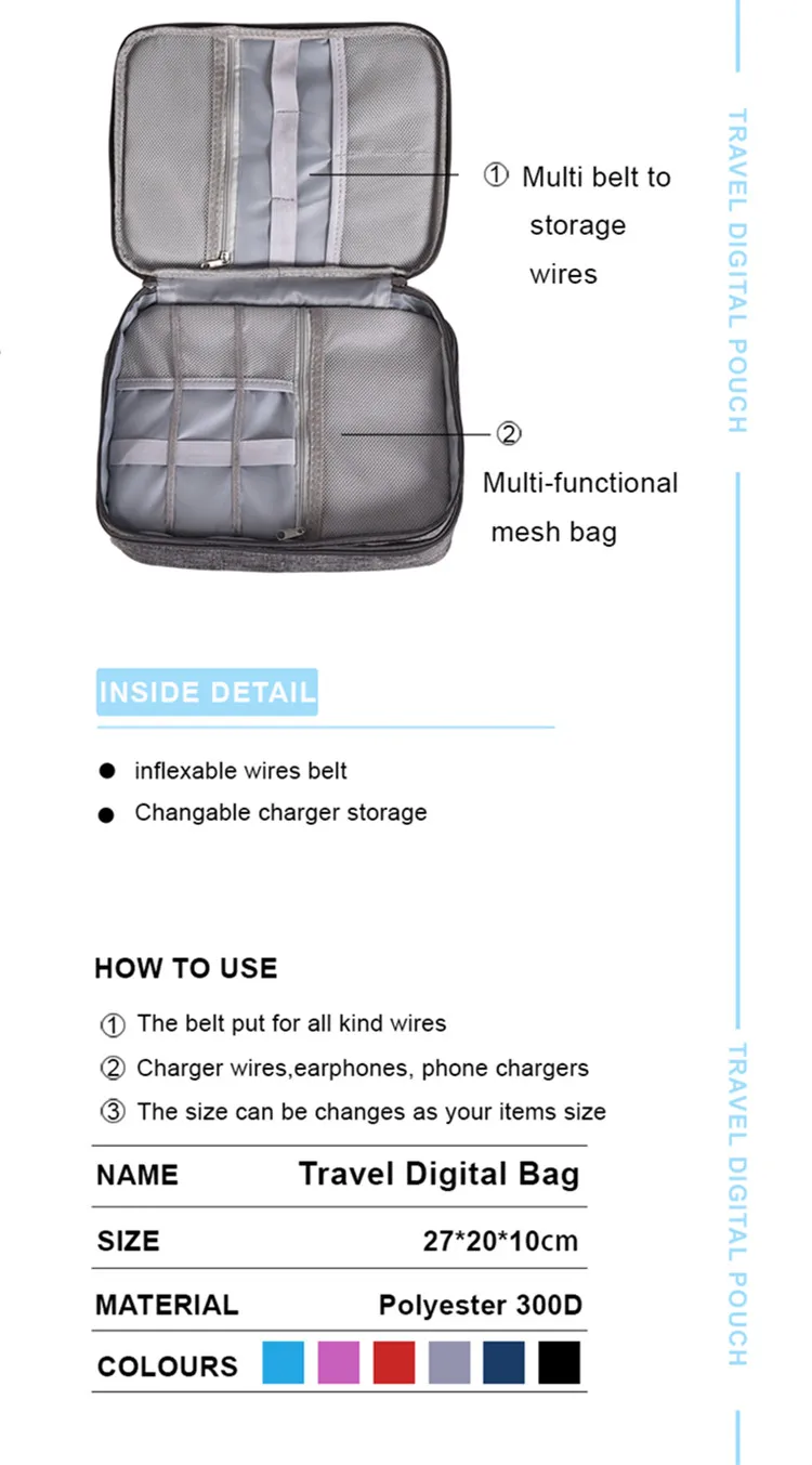 Большая емкость, аксессуары для путешествий, цифровая сумка для мужчин, зарядное устройство USB, кабель для наушников, сумка для хранения, электронный органайзер, посылка