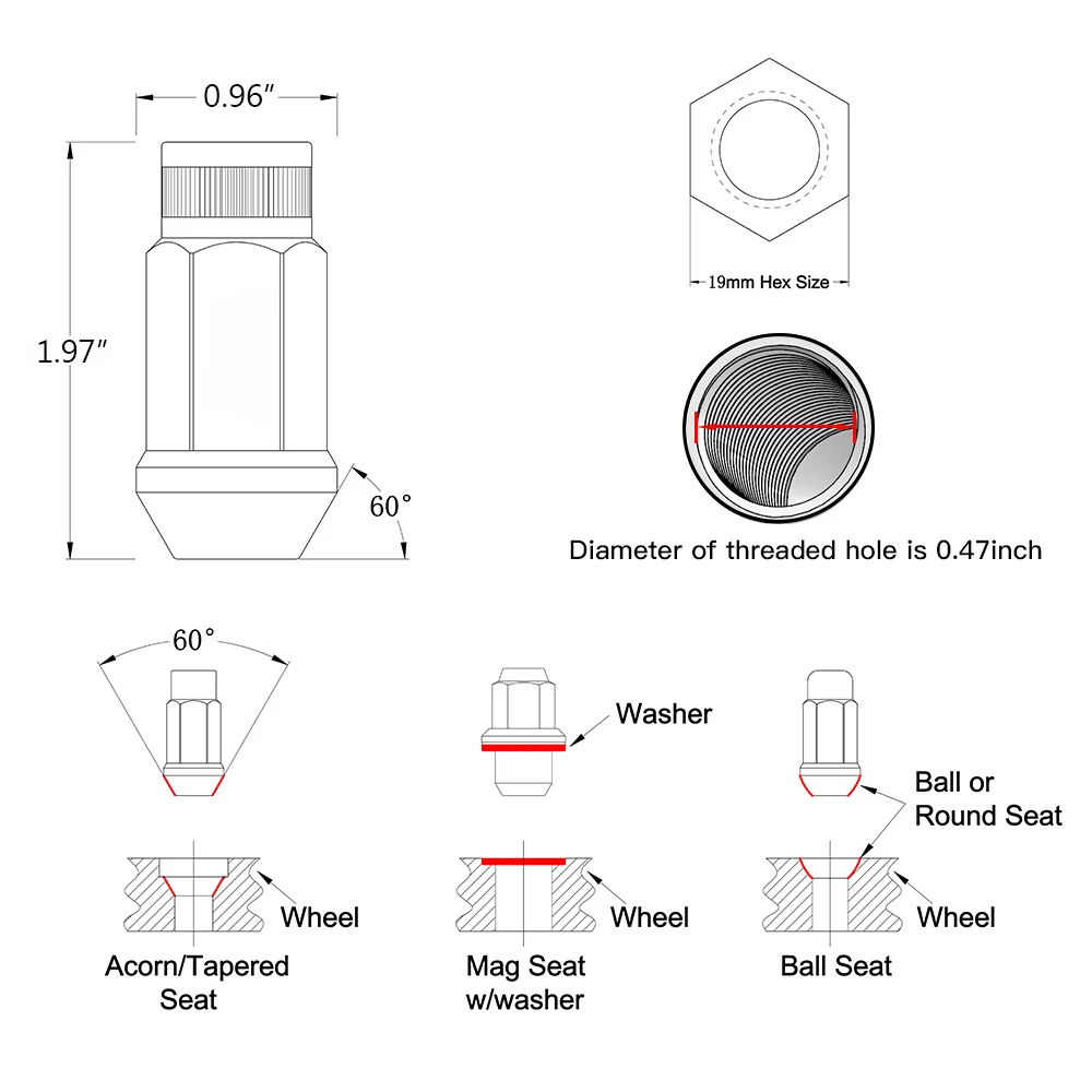 Car Modification 20PCS Stainless Steel Lug Nuts M12x1.25 M12x1.5 M14x1.5 M14x2 Wheel Nuts Bolts For Mitsubishi Acura Mazda