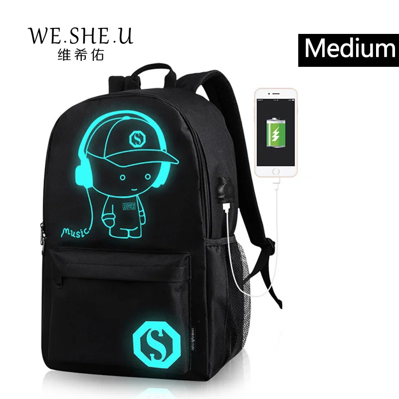 Anime Luminous School Backpack Oxford Juvenile Daypack Shoulder Under 15.6 inch with USB Charging Port Lock School Bag For Boy Anime Luminous School Backpack Oxford Juvenile Daypack Shoulder Under 15.6 inch with USB Charging Port Lock School Bag For Boy